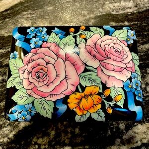 Vintage trinket jewelry box with 2 divided sections vibrant colors 6 x 5